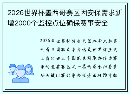 2026世界杯墨西哥赛区因安保需求新增2000个监控点位确保赛事安全